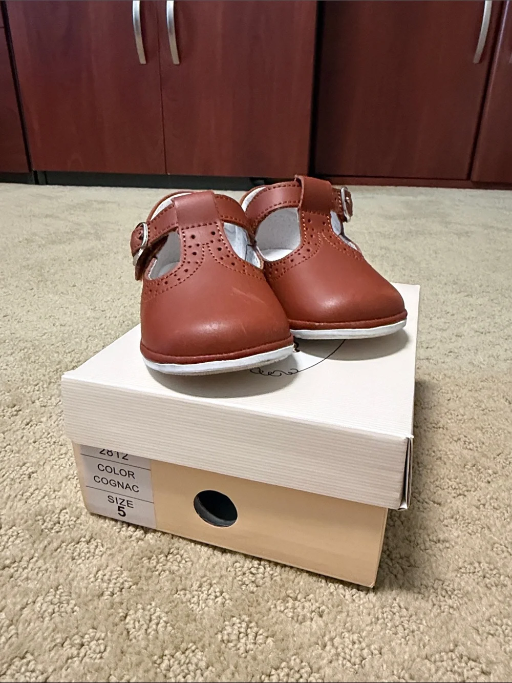 L’amour Cognac Angel Mary Jane Shoes (Size 5)